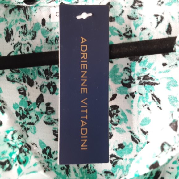 Adrienne Vittadini Short Sleeve Floral Blouse | White Turquoise Black | New! S/M - Picture 14 of 14